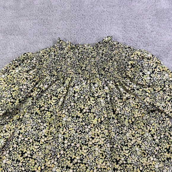 Free People Lela Green Coral Floral Long Sleeve Shirt Size Small - Picture 6 of 12